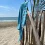 Bath towels - ORGANIC COTTON FOUTA - HAMMAM Collection - Color ATOLL BLUE - KARAWAN AUTHENTIC