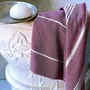 Serviettes de bain - FOUTA EN COTON BIOLOGIQUE - Collection HAMMAM - Couleur BORDEAUX - KARAWAN AUTHENTIC