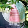 Bath towels - ORGANIC COTTON TOWEL - HAMMAM COLLECTION - WHITE & CORAL COLOR - KARAWAN AUTHENTIC