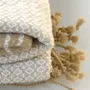 Serviettes de bain - FOUTA EN COTON BIOLOGIQUE - Collection SAND- Couleur SABLE & BLANC - KARAWAN AUTHENTIC