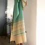Serviettes de bain - FOUTA EN COTON BIOLOGIQUE - Collection SAND- Couleur SABLE & BLEU ALIZE - KARAWAN AUTHENTIC
