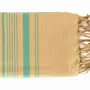 Serviettes de bain - FOUTA EN COTON BIOLOGIQUE - Collection SAND- Couleur SABLE & BLEU ALIZE - KARAWAN AUTHENTIC