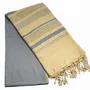Serviettes de bain - FOUTA EN COTON BIOLOGIQUE - Collection SAND- Couleur SABLE & BLEU DE CHINE - KARAWAN AUTHENTIC