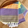 Serviettes de bain - FOUTA EN COTON BIOLOGIQUE - Collection SUD - Couleur PURPLE SUN - KARAWAN AUTHENTIC