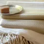 Bath towels - ORGANIC COTTON TOWEL - WHITE SAND Collection - Color WHITE & GINGER - KARAWAN AUTHENTIC