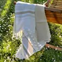 Bath towels - ORGANIC COTTON TOWEL - WHITE SAND Collection - Color WHITE & GINGER - KARAWAN AUTHENTIC