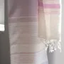 Serviettes de bain - FOUTA EN COTON BIOLOGIQUE - Collection WHITE SAND- Couleur BLANC & PARME - KARAWAN AUTHENTIC