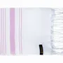 Serviettes de bain - FOUTA EN COTON BIOLOGIQUE - Collection WHITE SAND- Couleur BLANC & PARME - KARAWAN AUTHENTIC