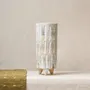 Pottery - Elongated painted clay vase in beige - HUAKAL