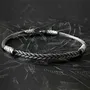 Bracelets - BRACELET TRESSE FINE- ARGENT ET ARGENT OXYDÉ - FAIT MAIN - HOMME&FEMME - KARAWAN AUTHENTIC