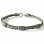 Bracelets - BRACELET DOUBLE TRESSE FINE + 3 NOEUDS COULANTS - ARGENT ET ARGENT OXYDÉ - FAIT MAIN - HOMME&FEMME - KARAWAN AUTHENTIC