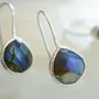 Bijoux - BOUCLES D'OREILLES ARGENT "DROP" LABRADORITE - KARAWAN AUTHENTIC