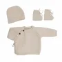 Mode enfantine - Lot naissance brassière, bonnet, chaussons - TROIS KILOS SEPT