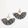 Jewelry - Maxi square earrings – upcycled sari with frill & metal charm - I WAS A SARI