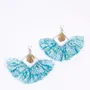 Jewelry - Maxi square earrings – upcycled sari with frill & metal charm - I WAS A SARI