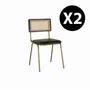 Chairs - Set of 2 leather and rattan chairs - GINER Y COLOMER