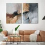 Paintings - Original handmade wall art. Abstract gray gold painting "Desert 2" - MATISS ART STUDIO