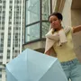 Cosmétiques - Parapluie-ombrelle anti-UV double fonction – Bleu Perle – CELESTA - ANATOLE