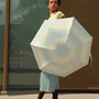 Cosmétiques - Mini parapluie-ombrelle anti-UV – Rayures Bleu Perle - Orionis - ANATOLE