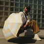 Cosmétiques - Mini parapluie-ombrelle anti-UV – Rayures Jaune Lin - Aurora - ANATOLE