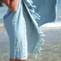 Serviettes de bain - FOUTA EN COTON BIOLOGIQUE - Collection DOLCE- Couleur Aigue marine - KARAWAN AUTHENTIC