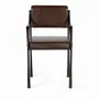 Chaises - Chaise recouverte de cuir naturel marron et pieds en métal - GINER Y COLOMER
