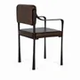 Chaises - Chaise recouverte de cuir naturel marron et pieds en métal - GINER Y COLOMER