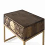 Tables de nuit - Table de chevet manguier noyer et doré - GINER Y COLOMER