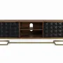 TV stands - Handmade mango wood TV cabinet with golden legs, 150 cm - GINER Y COLOMER