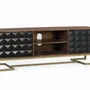 TV stands - Handmade mango wood TV cabinet with golden legs, 150 cm - GINER Y COLOMER