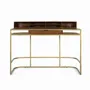 Desks - Handcrafted mango wood desk with golden frame - GINER Y COLOMER