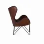 Fauteuils - Fauteuil recouvert de cuir naturel marron avec pieds en métal - GINER Y COLOMER