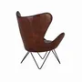 Fauteuils - Fauteuil recouvert de cuir naturel marron avec pieds en métal - GINER Y COLOMER