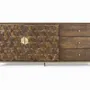 Sideboards - Sophisticated mango wood and metal sideboard in walnut and gold - GINER Y COLOMER