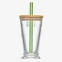 Glass - BUBBLE TEA BEE box with lid and green straw - LA ROCHÈRE