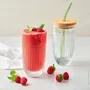 Glass - OUESSANT smoothie glass box with green glass straw and brush - LA ROCHÈRE