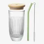 Glass - OUESSANT smoothie glass box with green glass straw and brush - LA ROCHÈRE
