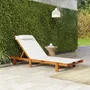 Deck chairs - Exotic style wooden sun lounger with 2 wheels - reclining, headrest - white textilene - AOSOM BUSINESS
