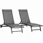 Deck chairs - Set of 2 reclining sun loungers in aluminum and textilene - AOSOM BUSINESS