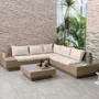 Lawn sofas - 5-seater corner garden furniture set in bohemian chic beige style - AOSOM BUSINESS