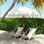 Parasols - Parasol droit de plage jardin style bohème à franges UV40+ crème - AOSOM BUSINESS