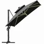 Lawn sofas - Rectangular LED offset parasol, tilting, swivelling, grey polyester - AOSOM BUSINESS