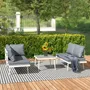 Lawn sofas - Modular garden furniture set for 4 people, 3 pieces, cream metal design, gray cushions - AOSOM BUSINESS