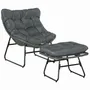 Lawn armchairs - Garden armchair with footrest 2 cushions included - AOSOM BUSINESS
