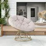 Lawn armchairs - Swivel papasan chair with cushion dia. 100 cm light grey - AOSOM BUSINESS