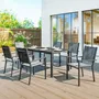 Lawn sofas - 6-seater 7-piece garden furniture set - stackable chairs - mottled black - AOSOM BUSINESS