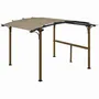 Pergolas - Pergola with counter, arched roof, aluminum, steel, black wood effect, greige canvas - AOSOM BUSINESS