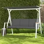 Lawn armchairs - Designer 3-seater adjustable garden swing with dark grey white mattress - AOSOM BUSINESS