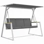 Lawn armchairs - Designer 3-seater adjustable garden swing with dark grey white mattress - AOSOM BUSINESS
