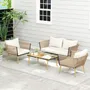 Lawn sofas - 4-seater garden furniture set, 4 pieces, Scandinavian design, resin - AOSOM BUSINESS